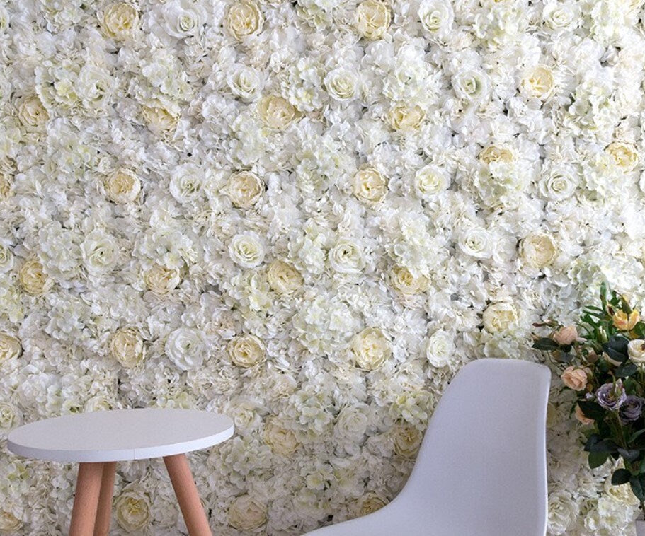Ivory Wedding Flower Wall Artificial Simulation Rose Hydrangea Flower For Romantic Photography Special Event Backdrop Panels 40cm*60cm