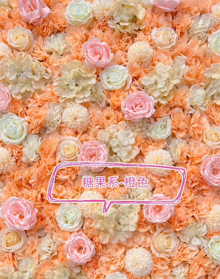 Candy Orange Wedding Floral Wall Artifical Simulation Silk Flower Wall Baby Shower Special Event Backdrop Floral Panel 40*60cm