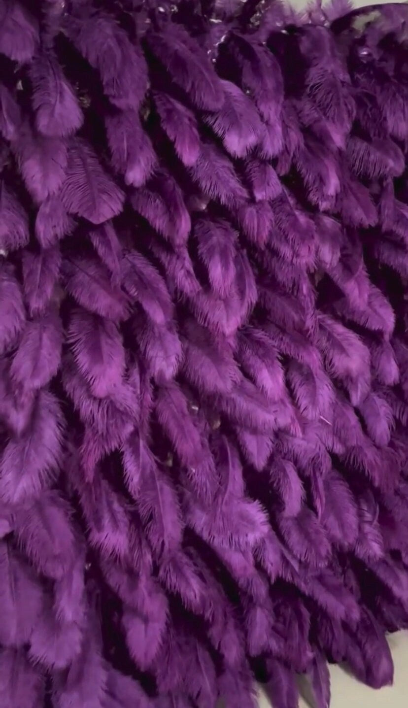 New Arrival Voilet/Deep Purple Feather Wall For Wedding Arrangement Salon Party Photography Backdrop Fabric Rolling Up Curtain Cloth