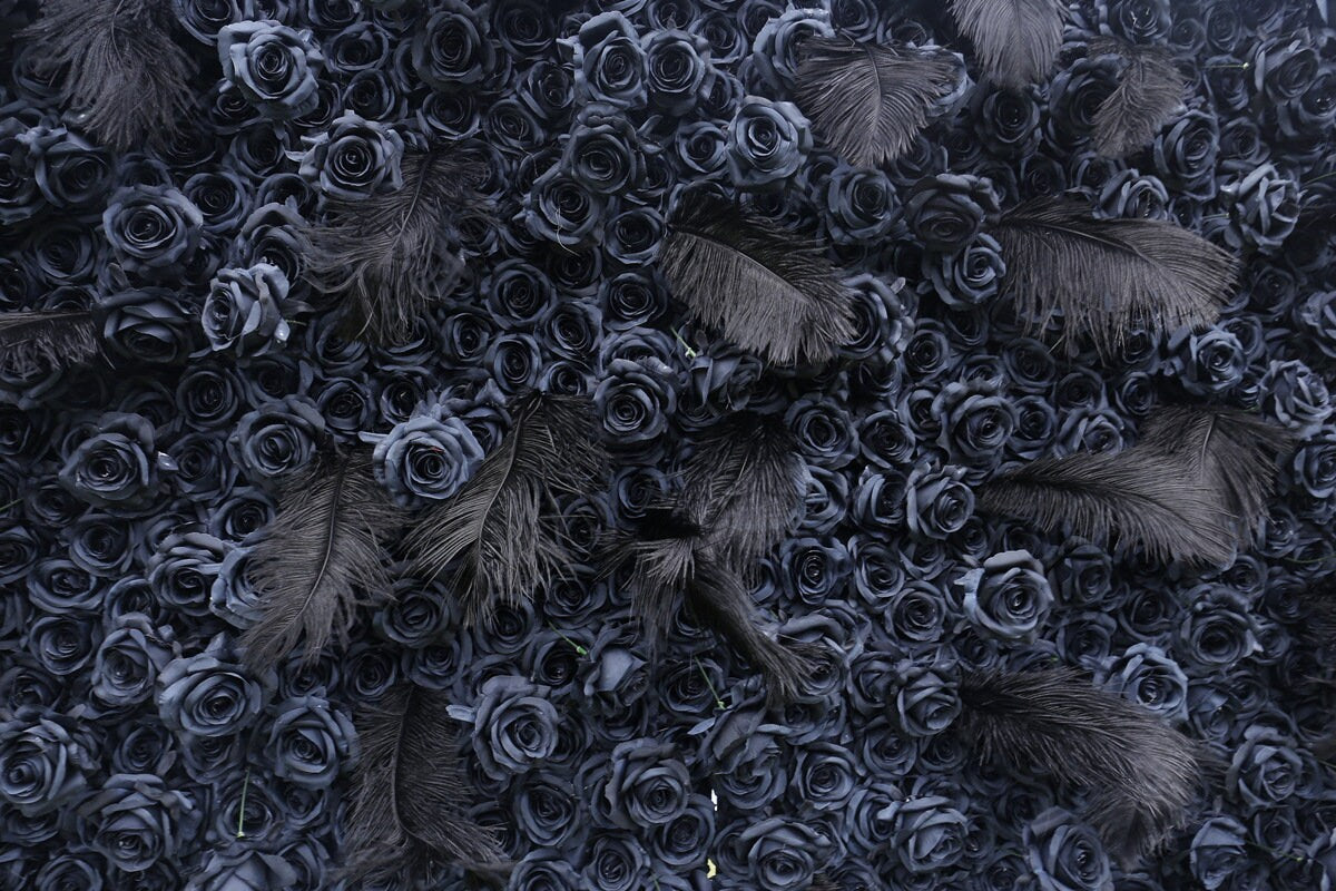 New Arrival Black Flower&Whether Wall For Wedding Arrangement Event Salon Party Photography Backdrop Fabric Rolling Up Curtain Fabric Cloth