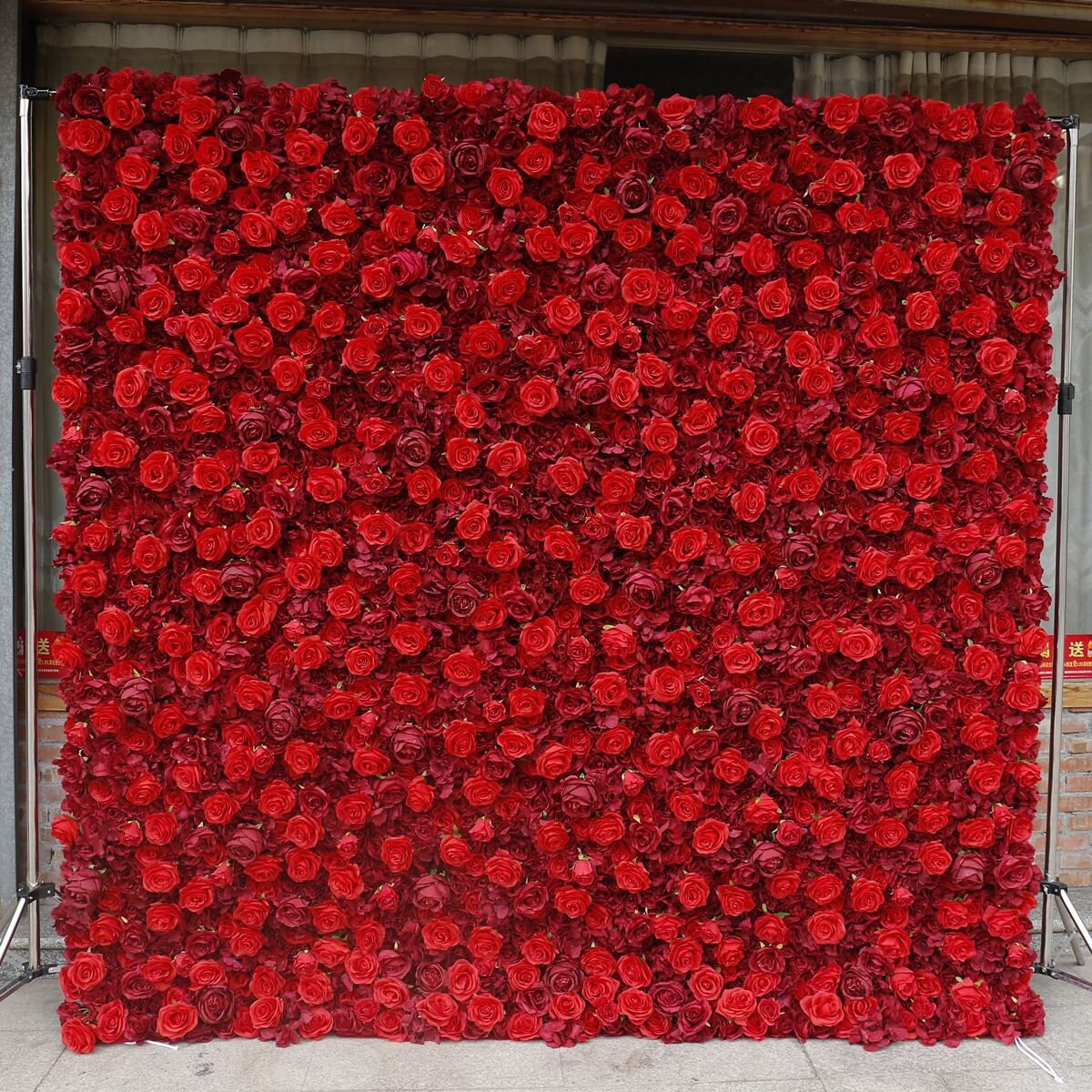 New Arrival Red Flower Wall For Wedding Arrangement Event Salon Party Photography Backdrop Fabric Rolling Up Curtain Fabric Cloth