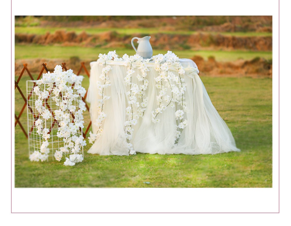 10 pcs 1.8m/70.86" Artifical Cherry Vine Sakura Blossom Rattan For Outdoor Wedding Arrangement Arch Decor Party Table Decor Special Event