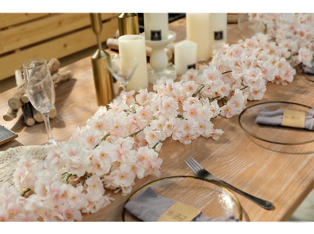 10 pcs 1.8m/70.86" Artifical Cherry Vine Sakura Blossom Rattan For Outdoor Wedding Arrangement Arch Decor Party Table Decor Special Event