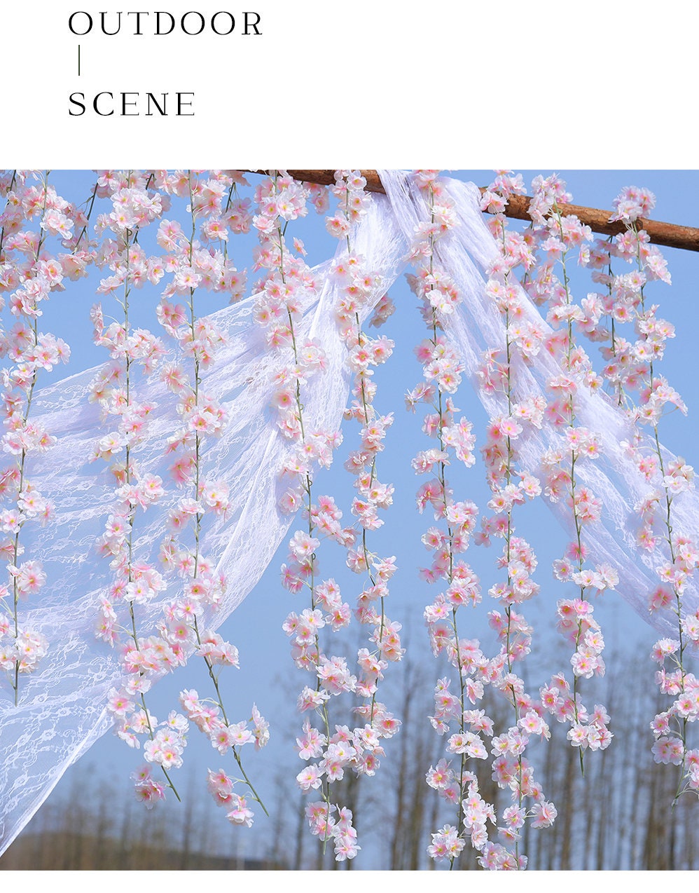 10 pcs 1.8m/70.86" Artifical Cherry Vine Sakura Blossom Rattan For Outdoor Wedding Arrangement Arch Decor Party Table Decor Special Event