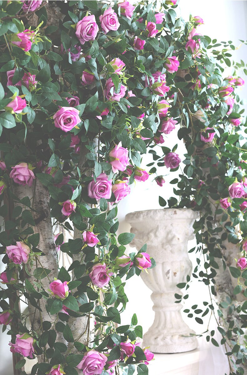 Neue Ankunft 1,75 m/69" künstliche Simulation Rose Rattan für Hausgarten Dekor Blumen im Freien Hochzeit besondere Veranstaltung Arrangement Bogen Dekor