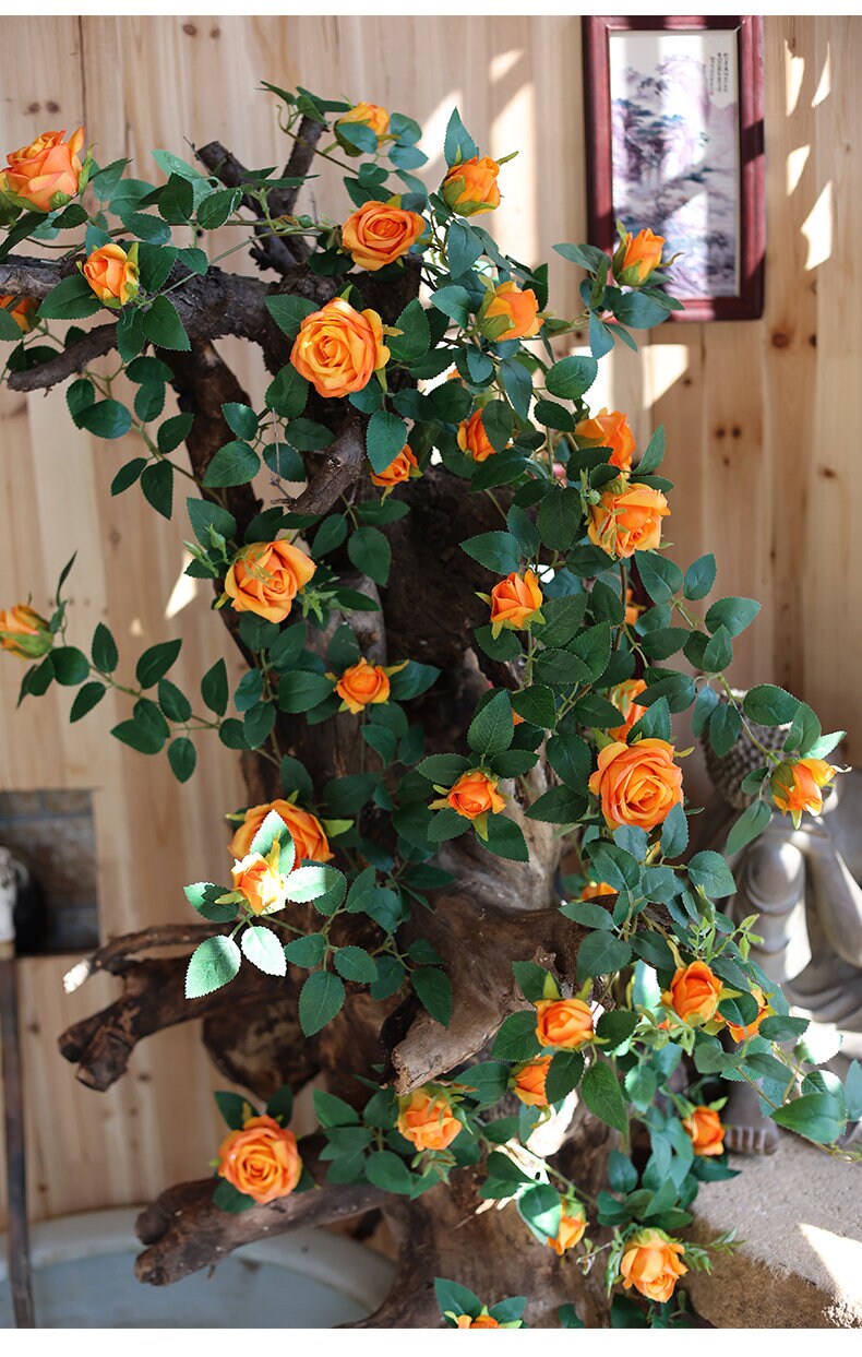 Neue Ankunft 1,75 m/69" künstliche Simulation Rose Rattan für Hausgarten Dekor Blumen im Freien Hochzeit besondere Veranstaltung Arrangement Bogen Dekor