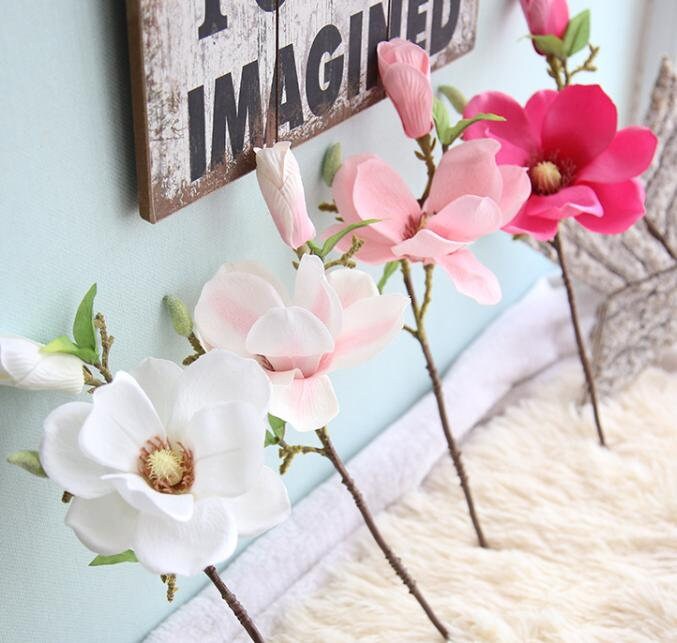 New Arrival 5 Stems Artificial Magnolia Grandiflora Orchid Wedding Home Decoration Floral Table Centerpieces Ceremony Reception