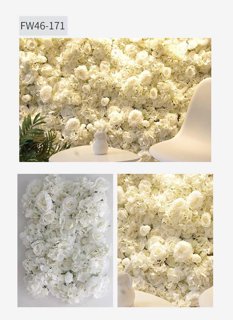 3D White Wedding Flower Wall Photography Backdrop Special Event Party Boutique Shop Arrangement Decor Floral Panels 40x60cm