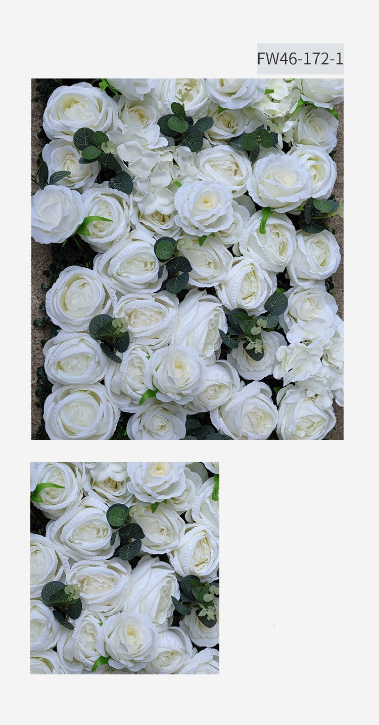 White Rose Penoy Wedding Flower Wall For Romantic Photography Backdrop Baby Shower Salon Special Event Fake Floral Panel 15.75x23.62inch