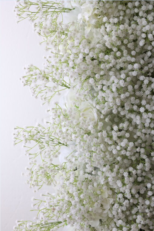 High Quality White Rose Baby Breaths Mix Flower Wall For Wedding Arrangement Event Photography Backdrop Fabric Rolling Up Curtain Cloth