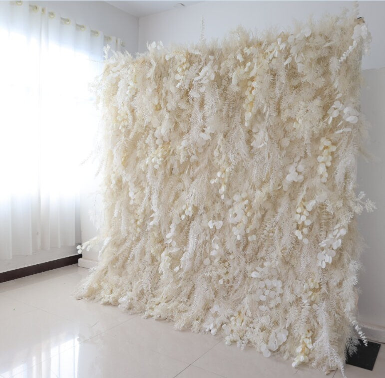 Rude Color Misty Smog Pampas Wall For Wedding Arrangement Event Salon Party Photography Backdrop Fabric Rolling Up Curtain Fabric Cloth