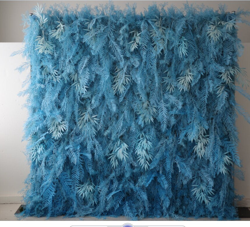 Gradual Blue Misty Smog Pampas Wall For Wedding Arrangement Event Salon Party Photography Backdrop Fabric Rolling Up Curtain Fabric Cloth