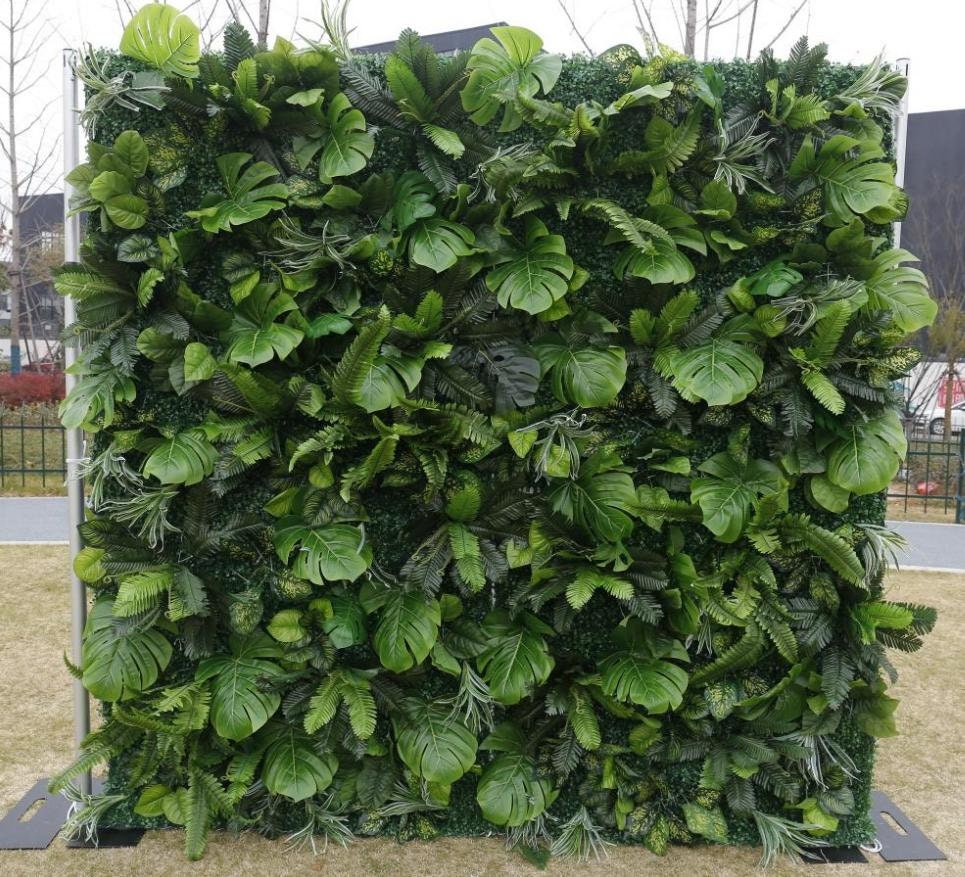 Artificial Monstera Palm Leaf Boston Fern Plant Wall For Wedding Arrangement Garden Party Backdrop Fabric Rolling Up Curtain Fabric Cloth
