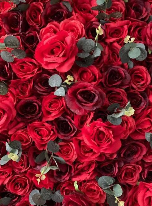 Red Rose Eucalyptus Flower Wall For Wedding Arrangement Event Salon Party Photography Backdrop Fabric Rolling Up Curtain Fabric Cloth