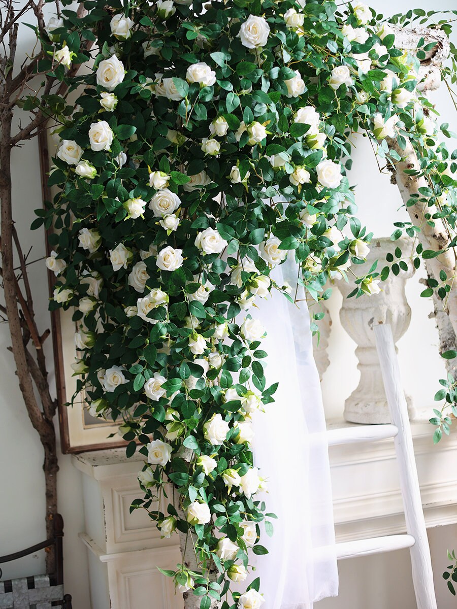 Neue Ankunft 1,75 m/69" künstliche Simulation Rose Rattan für Hausgarten Dekor Blumen im Freien Hochzeit besondere Veranstaltung Arrangement Bogen Dekor