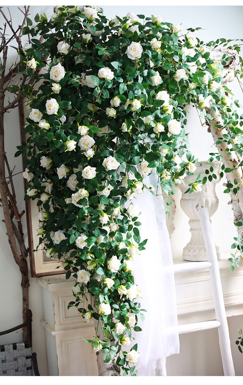 Neue Ankunft 1,75 m/69" künstliche Simulation Rose Rattan für Hausgarten Dekor Blumen im Freien Hochzeit besondere Veranstaltung Arrangement Bogen Dekor