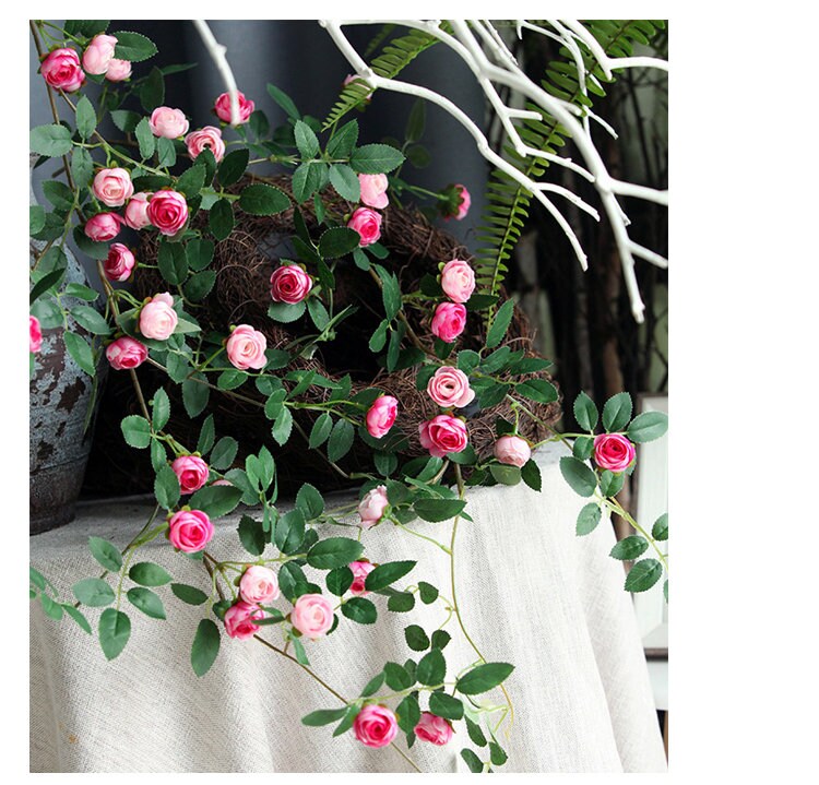 Artifical Simulation Rose Bud Rattan 1.75m/69" For Home Garden Decor Florals Outdoor Wedding Special Event Arrangement Arch Decor