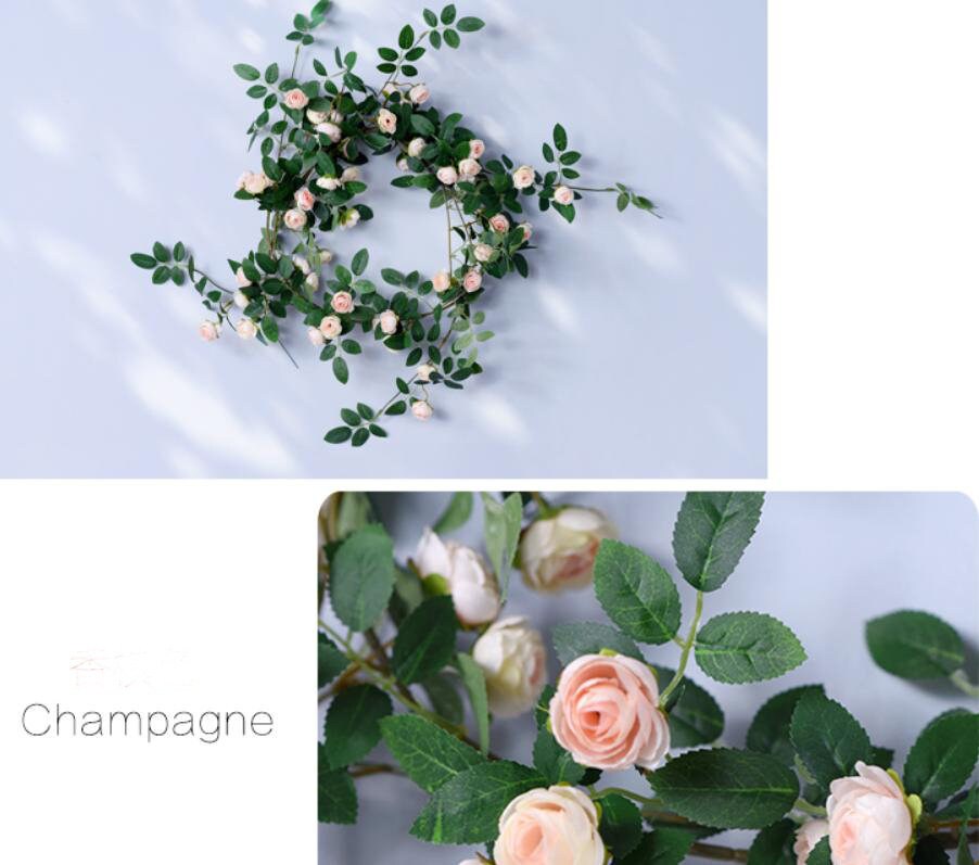 Artifical Simulation Rose Bud Rattan 1.75m/69" For Home Garden Decor Florals Outdoor Wedding Special Event Arrangement Arch Decor