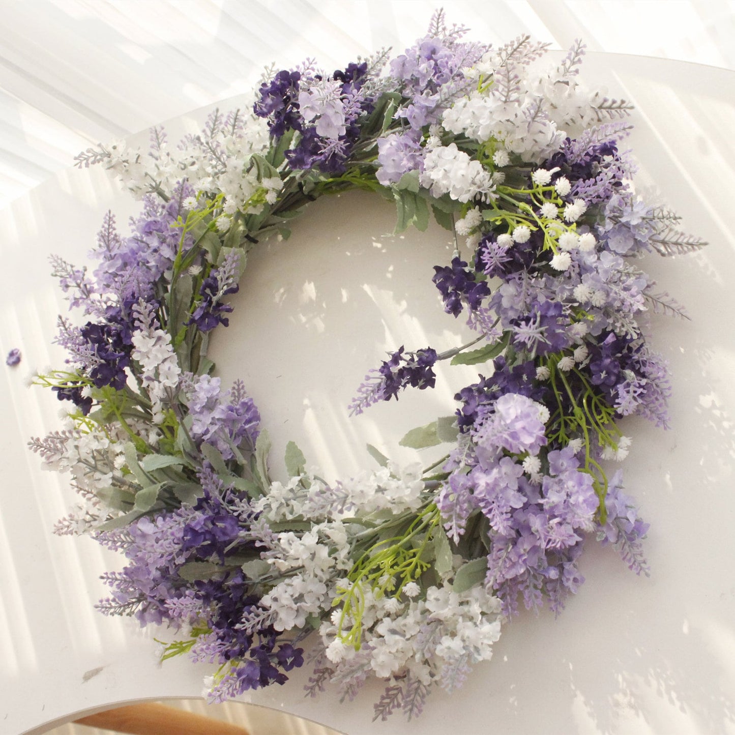 Artifical Simulation Lavender Flower Wreath , Home Wall Decoration , Christmas Wreaths,Year Round Wreath,Front Door Wreath,Door Hangers 40cm