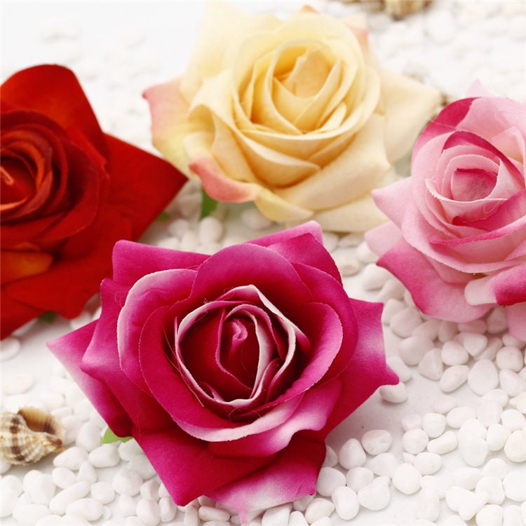 30 pcs 7-8cm Velvet Rose Head Artificial Simulation Floral DIY Wedding Decoration Holiday Hat Shoes Acessories Flower Head