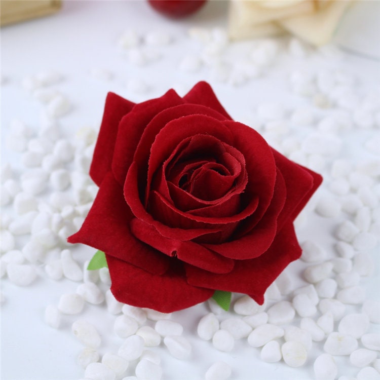 30 pcs 7-8cm Velvet Rose Head Artificial Simulation Floral DIY Wedding Decoration Holiday Hat Shoes Acessories Flower Head