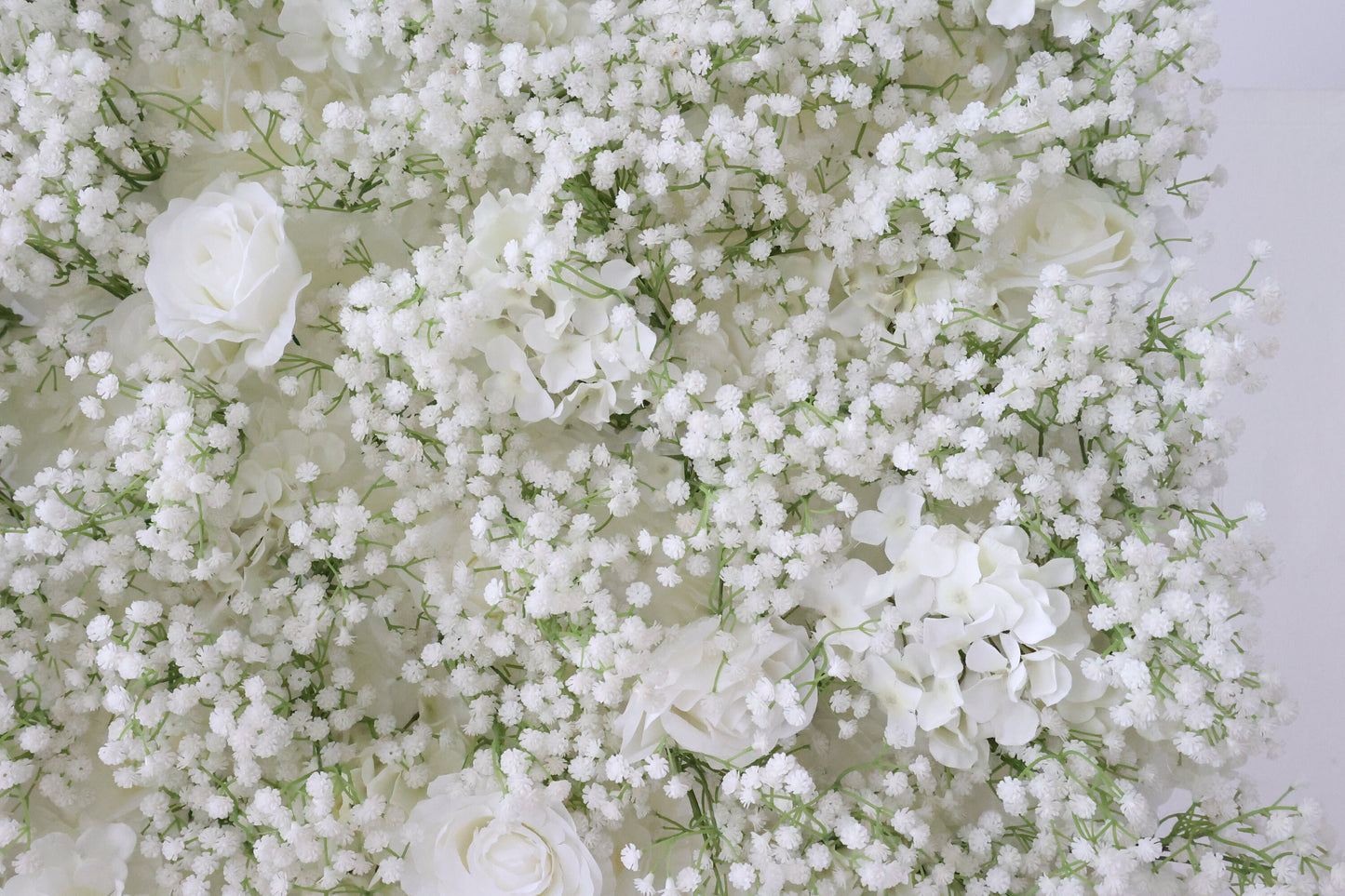 High Quality White Rose Baby Breaths Mix Flower Wall For Wedding Arrangement Event Photography Backdrop Fabric Rolling Up Curtain Cloth