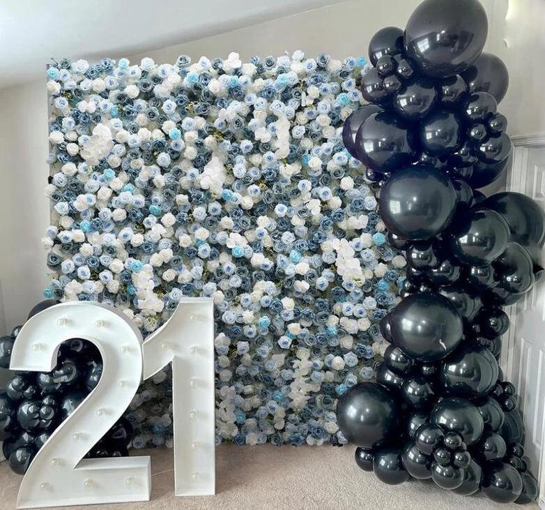 Grey Blue Rose Orchid Mist 3D Floral Wall Roll Up Cloth Curtain Flower Wall For Home Decor Romantic Wedding Party Decor backdrop