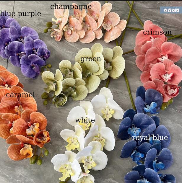 High Quality Artificial Phalaenopsis 37" 9 Heads Real Touch Orchid Stem DIY Floral Centerpiece Wedding Home Decor Gifts