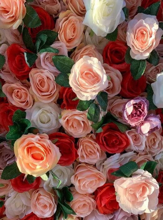 New Design Orange Floral Wall For Wedding Arrangement Event Salon Party Photography Backdrop Fabric Rolling Up Curtain Fabric Cloth