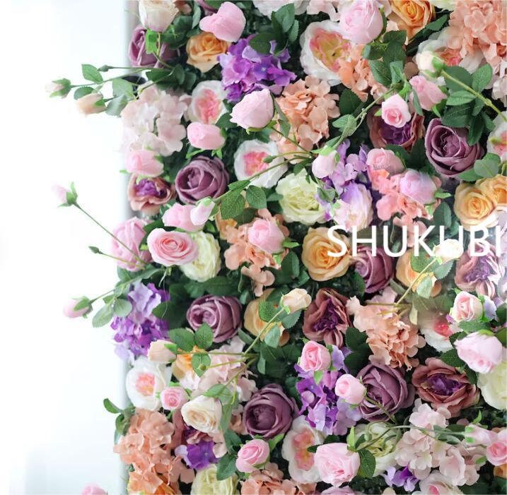 3D Romantic Flower Green Plants Wall For Wedding Arrangement Event Salon Party Photography Backdrop Fabric Rolling Up Curtain Fabric Cloth