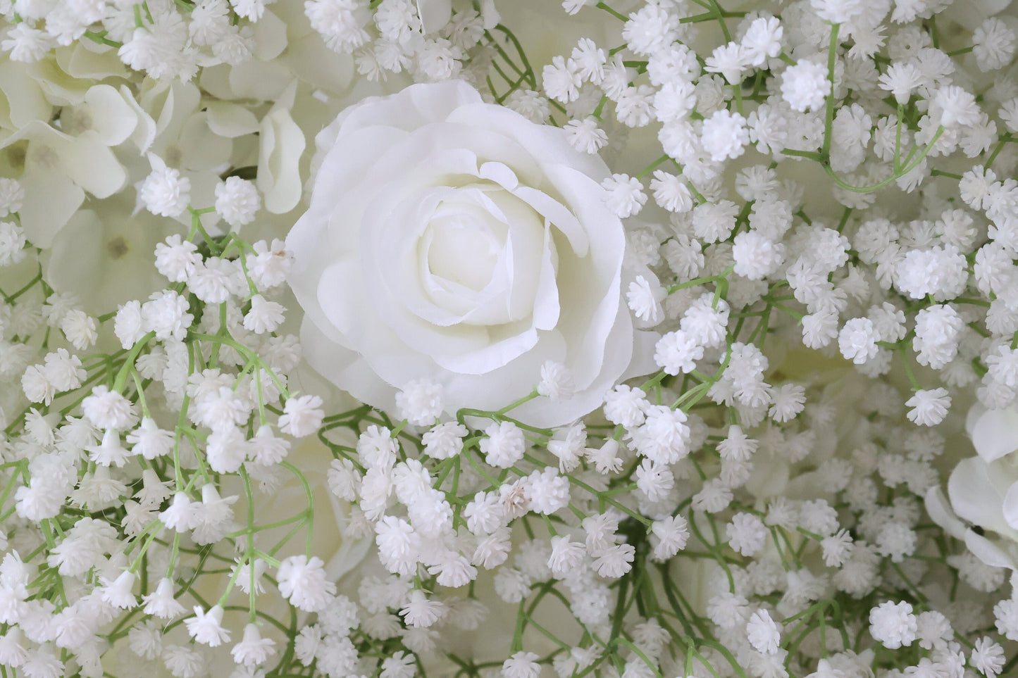 High Quality White Rose Baby Breaths Mix Flower Wall For Wedding Arrangement Event Photography Backdrop Fabric Rolling Up Curtain Cloth