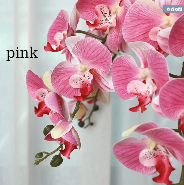 High Quality Artificial Phalaenopsis 37" 9 Heads Real Touch Orchid Stem DIY Floral Centerpiece Wedding Home Decor Gifts