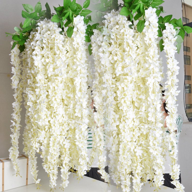 10 pcs Length 1.8m/70.8&quot; Wisteria Garland Hanging Flowers For Outdoor Wedding Ceremony Decor Silk Wisteria Vine Wedding Arch Floral Decora