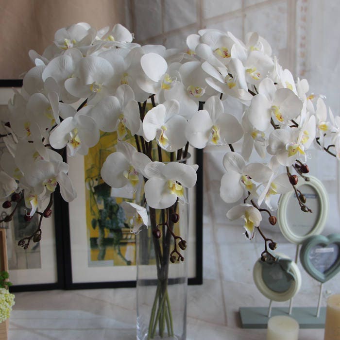 5 Stems Feel Hand Orchids Artificial Simulation Flowers Wedding Dinner Venue Decoration Butterfly Orchid Phalaenopsis Florals