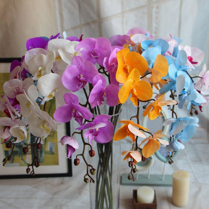 5 Stems Feel Hand Orchids Artificial Simulation Flowers Wedding Dinner Venue Decoration Butterfly Orchid Phalaenopsis Florals