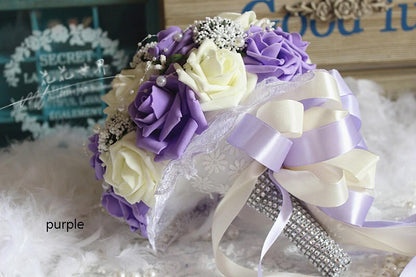 Baby Blue Wedding Bouquet PE Flowers Bridal Bouquet  Wedding Centerpieces Decorations