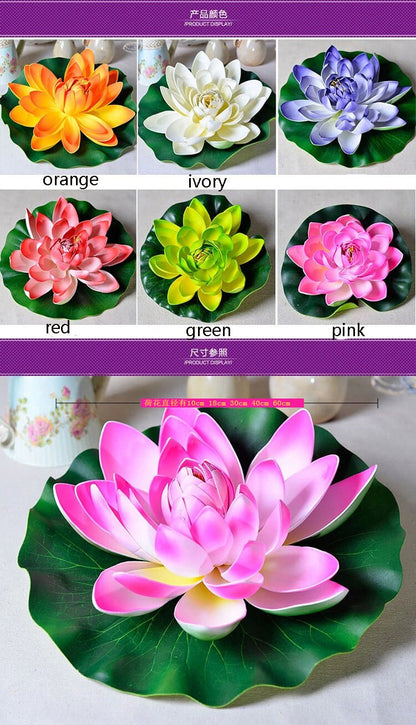 6 PCS Artificial Simulation  Lotus Water Lily PE foam Lotus Garden Fish Tank Pond Decoration Flower Diam.17cm