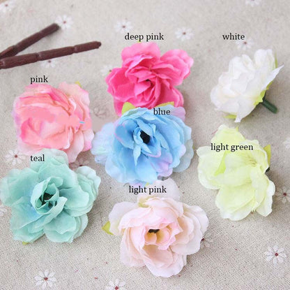 Artificial Simulation Silk Hibiscus Flower Rose DIY Wedding Special Event Decor Accessory Florals Diam.4cm 100pcs