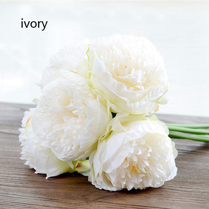 Silk Peony Bouquet Quality Wedding Flowers 5 Heads Artificial Peonies Bouquet For Bridal Bridesmaids Bouquet DIY Flowers Centerpieces