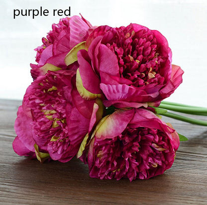 Silk Peony Bouquet Quality Wedding Flowers 5 Heads Artificial Peonies Bouquet For Bridal Bridesmaids Bouquet DIY Flowers Centerpieces