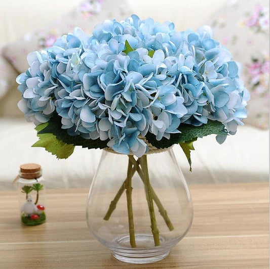 Light Blue Artificial Simulation Silk Hydrangea for Bridal Bouquet Special Event Table Centerpieces Arrangement Decor Flowers 10pcs