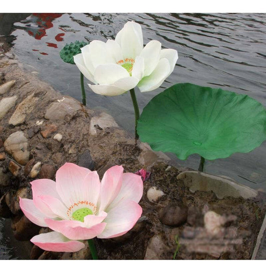 Artificial Simulation Lotus PU Real Touch Feel Hand Water Lily Fish Tank Pond Garden Decoration Floral PVC Lotus Bud Seedpod