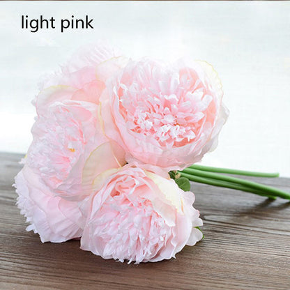 Silk Peony Bouquet Quality Wedding Flowers 5 Heads Artificial Peonies Bouquet For Bridal Bridesmaids Bouquet DIY Flowers Centerpieces