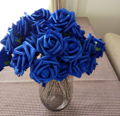 Royal Blue Wedding Flowers PE Foam Flowers Wholesale 100 PCS For Bouquets Wedding Decor Table Centerpieces Arrangement Floral Diam.7-8cm