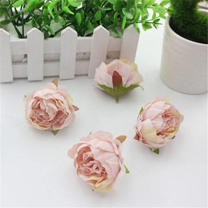 50 Heads Diam.5cm Artifical Simulation Silk Peony bud  Rose Buds Heads Wedding Christmas DIY Decoration Flower 10 Colours