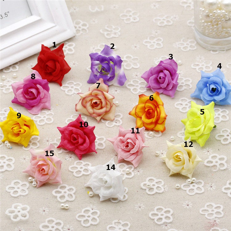 100 Köpfe künstliche Simulation Seide kleine Rose Hochzeitsblume DIY Girlande Zubehör Dekor Blumenkopf Diam.4cm