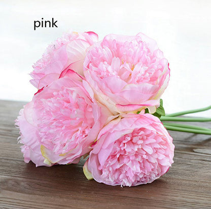 Silk Peony Bouquet Quality Wedding Flowers 5 Heads Artificial Peonies Bouquet For Bridal Bridesmaids Bouquet DIY Flowers Centerpieces