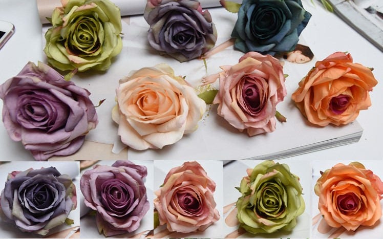 30 Heads Artifical Simulation Silk Rose Autumn Camellia Flower head Diam.8cm DIY Wedding Flowers Home Party Decoration Flowers