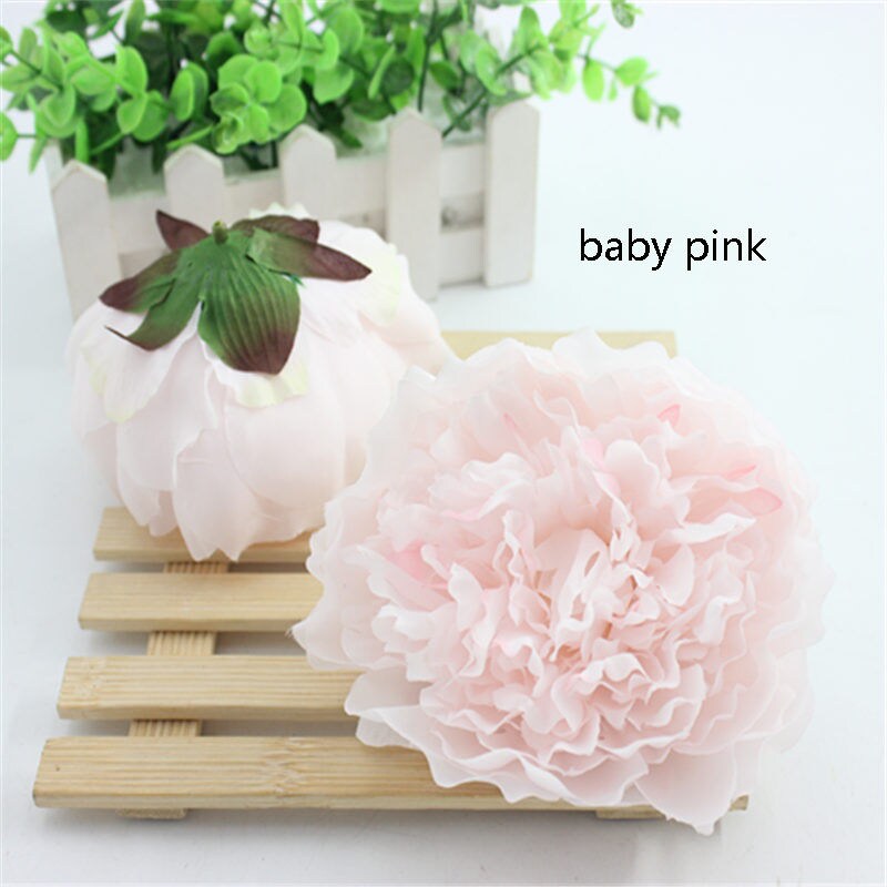 Baby Pink 24 Heads Peony Flower Diam.10cm Artificial Simulation Silk Rose Head Wedding Party Decoration DIY Flower Backdrop