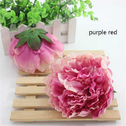 Baby Pink 24 Heads Peony Flower Diam.10cm Artificial Simulation Silk Rose Head Wedding Party Decoration DIY Flower Backdrop